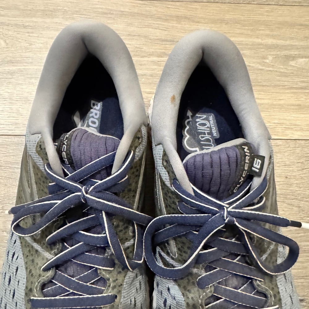 Brooks Glycerin 16 Mens Running Shoes Grey Navy Wide 2E Size 9.5 EE - Picture 5 of 9